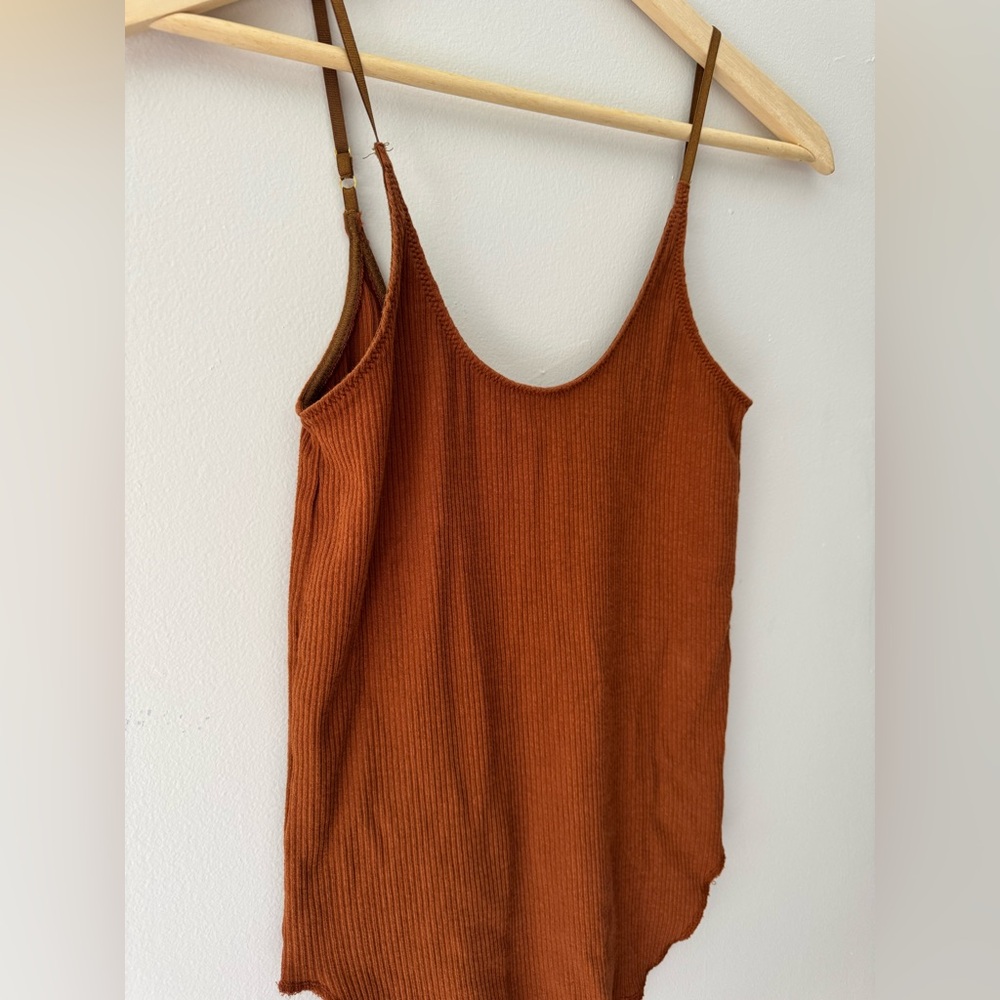 Moussy Vintage Basic Ribbed Tank Top Burnt Orange Size Large - Picture 4 of 8